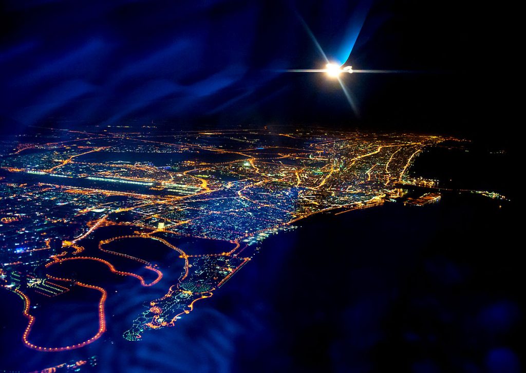 Dubai Luftaufnahme bei Nacht