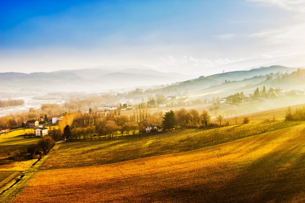 Herbstliche Landschaft in der norditalienischen Region Emilia-Romagna
