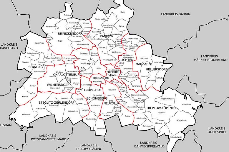 Karte: Berliner Bezirke & Stadtteile