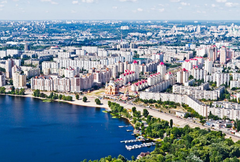 Blick auf ein Wohngebiet in Kiew