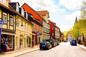 Innenstadt von Wernigerode mit den typischen Fachwerkhäusern